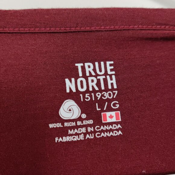 True North Men's Sweater Size L Red Merino Wool Casual Basic Winter Fall Comfy - Picture 3 of 7
